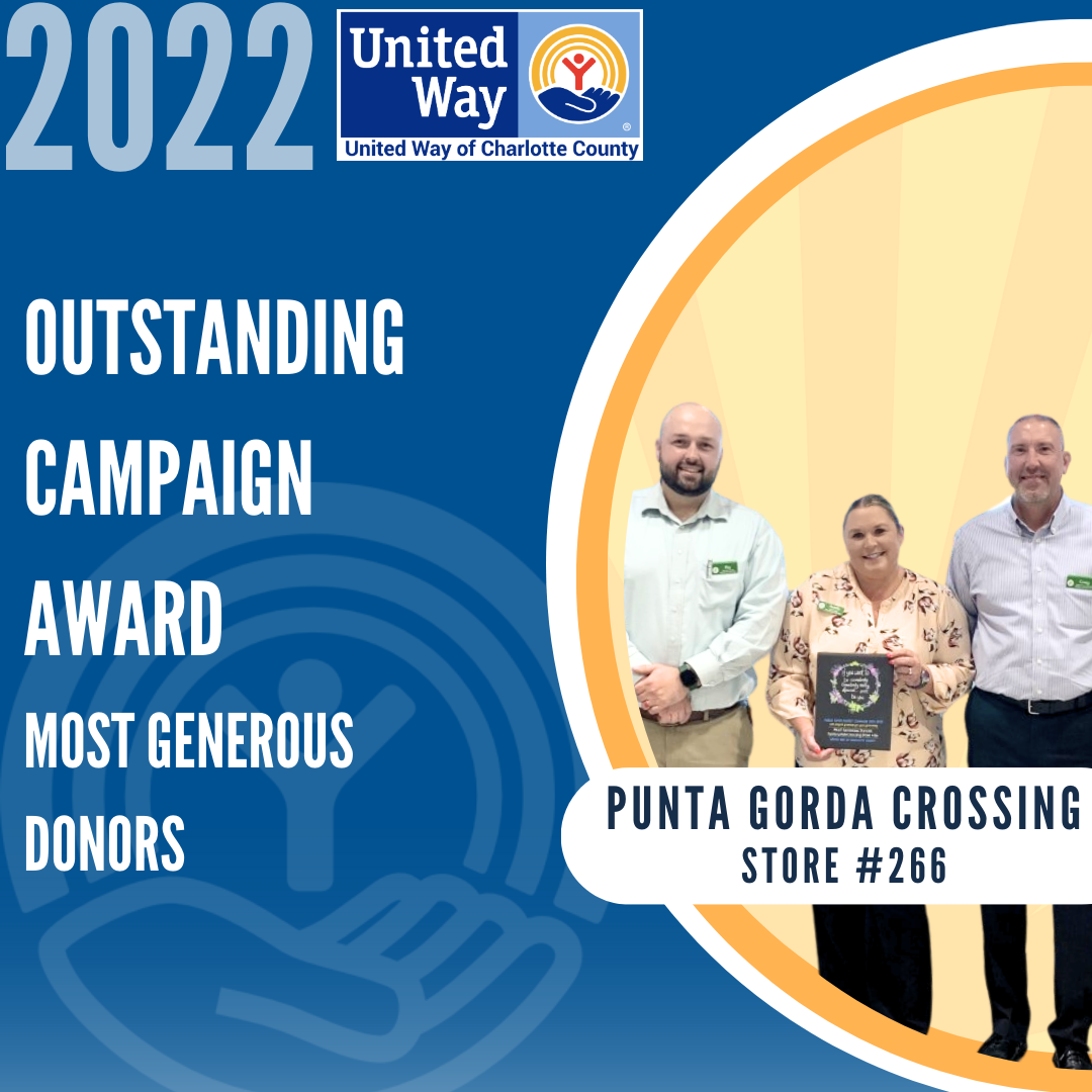 MOst Generous Donors PUnta GOrda Crossing Store #266