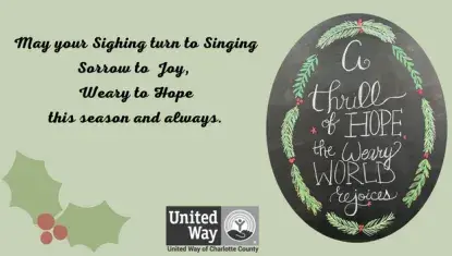image of wreath: A thrill of hope, the weary world rejoices.