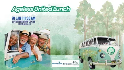 Photo of 4 seniors having fun in a 1960's VW Van