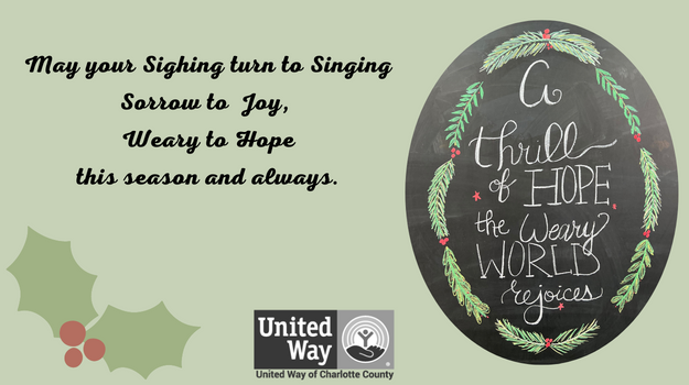 image of wreath: A thrill of hope, the weary world rejoices.